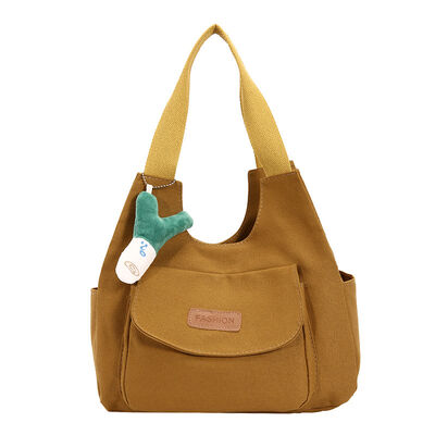Canvas Bags for Women Spring/Summer Versatile Tote Bag Outing Mom Student Shoulder Underarm Commuting Bags Handheld Tote Bag