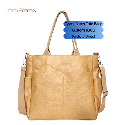 DuPont/Tyvek Paper Tote Bag Washable Wrinkle-Resistant Tear-Proof Paper Bag Trendy Vintage Eco-Friendly Handheld Shoulder Bag