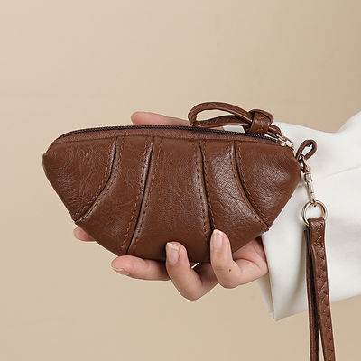 Korean-Style Croissant-Shaped Wallet Minimalist Texture Pouch Large-Capacity Coin Purse Simple Solid-Color Storage Bag