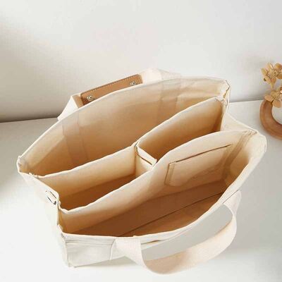 Minimalist Canvas Tote Bag Large Capacity Multi-Compartment Lunch Bags Solid Color Versatile Crossbody Bag Korean Style