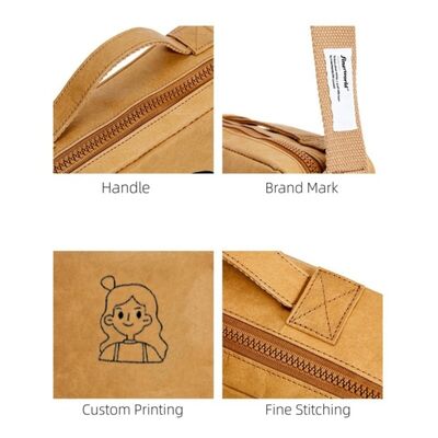 Customized DuPont Paper Crossbody Bags with Logo Printing Washable for Gifts Lightweight Easy to Carry Zipper Closure Bags