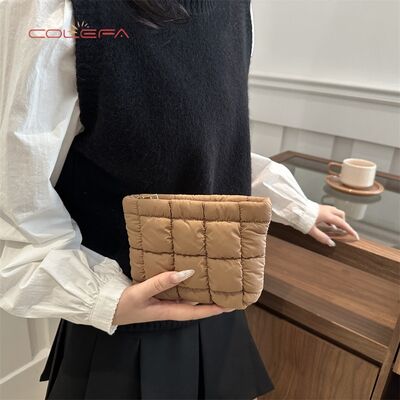 2026 New Fashion Pleated Clutch Makeup Bags Women's Korean Style Polyester Chic Versatile Casual Small Square Cosmetic Bags