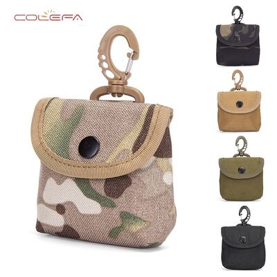 Customizable Outdoor Use Leisure Mini Key Pouch Compact Wallet & Earbud Case Nylon Lightweight Camo Hook Style Bag