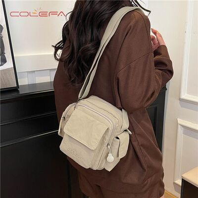 Nylon Multi-Pocket Minimalist Bag for Women Lightweight Compact Square Bag Large Capacity Casual Travel Versatile Crossbody Bag