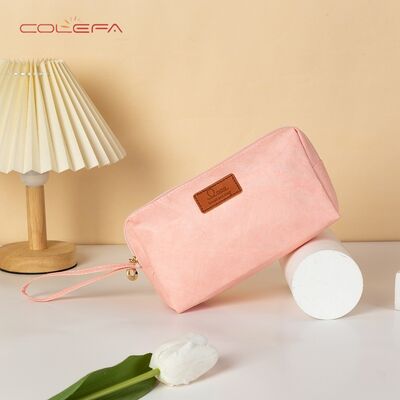 DuPont Paper Handheld Cosmetic Bag Retro Travel Tyvek Paper Waterproof Portable Washable Paper Toiletry Makeup Organizer Bags