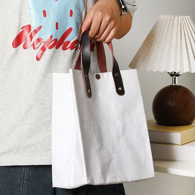 Eco-Friendly Washable Kraft Paper Tote Bag Portable Luxury Commuting Pouch for Office Essentials Book Carryall for Daily Commute