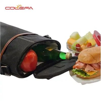Custom Black Carry 2 Bottle Packing Polyester Thermal Collapsible Wine Bottle Carrier Cooler Bag With Dividers
