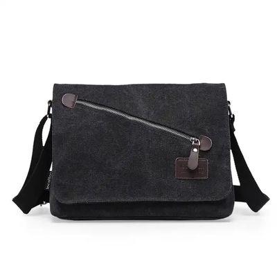 Custom Business Men's Crossbody Shoulder Washable Canvas Messenger Bag For Men
