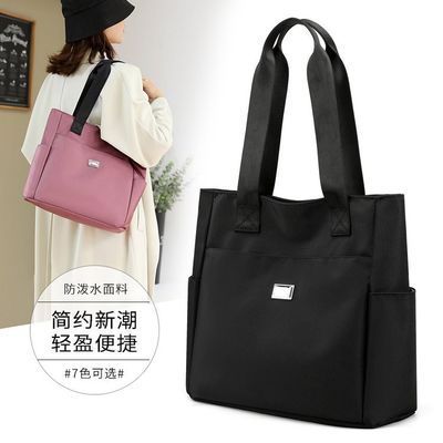 Custom Waterproof Women Hand Bags Nylon Tote Bag With Pocket And Zipper