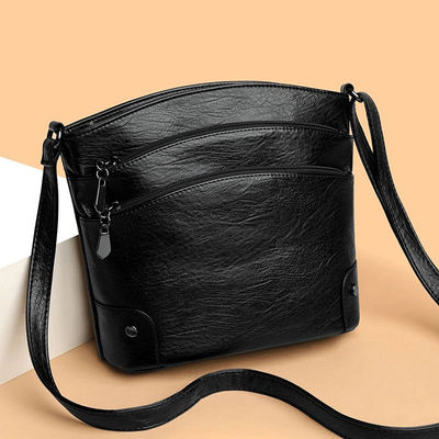 2025 New Multi-Layer Bucket Crossbody Bags Vintage Colored Shoulder Fashionable multi-functional Waterproof PU Leather Bag