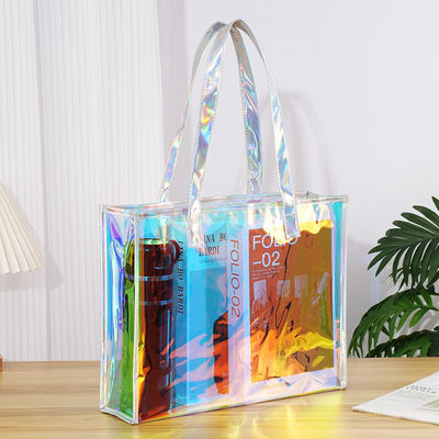 PVC Laser-Color Handheld Shopping Bag Trendy Transparent Jelly Bag with Vibrant Colors Thickened Universal Gift Customized Bag