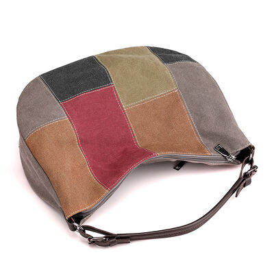 New Vintage Patchwork Tote Bag 2026 Fashion Crossbody Shoulder Bags for Women Large Capacity Canvas Contrast-Color Tote Bag