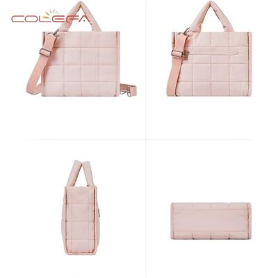 Quilted Cotton Crossbody Bag Lightweight Puffy Tote with Large Capacity Adjustable Shoulder Strap for Shoulder Carry
