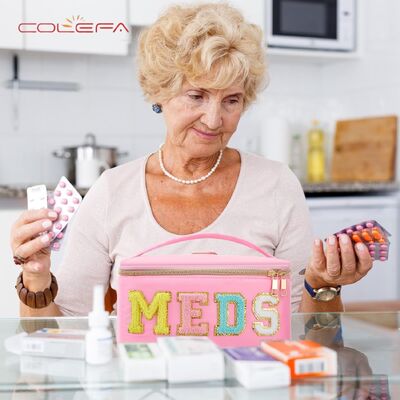 Polyester Large Capacity Bag with Embroidered Letters Cosmetic Pouch Travel & Daily Use Toiletry Bag Portable Makeup Storage Bag