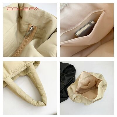 New Custom Color Nylon Cotton-Filled Women's Bag Minimalist Quilted Tote Bag Soft Checkered Shoulder Bag Underarm Tote Bags