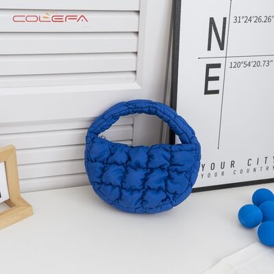 Korean Pleated Cloud Bag Checkered Down-Filled Cotton Handbag 2026 New Arrival Casual Fashion Mini Tote Bag Wholesale