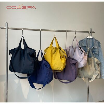 Solid-Color Nylon Tote Bag Lightweight Versatile and Spacious Daily Commuting Bags Korean-Style Relaxed Shoulder Tote Bag