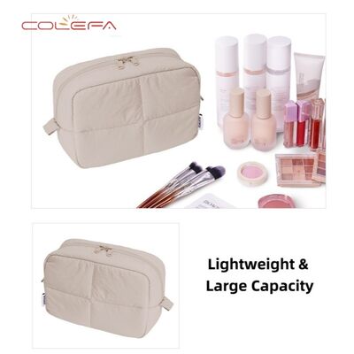 New Quilted Cosmetic Bag Thickened Quilted Washbag Cotton-Filled Fabric Travel Cosmetics Organizer Portable Storage Bag