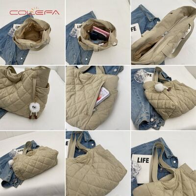Commuting Tote Bag 2026 Fall/Winter New Style Shoulder Bag Korean Style Cotton-Filled Soft Handle Tote Handbags for Women