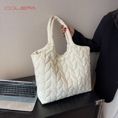 Oxford Cotton-Filled Quilted Tote Bag for Women 2026 New Arrival Minimalist Solid Color Tote Autumn/Winter Diamond Quilted Bag