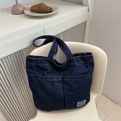 New Denim Tote Bag Korean Style Shoulder Tote Bags Customized Vintage Bohemian Women's Large Capacity Bag with Logo