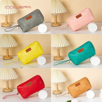 DuPont Paper Handheld Cosmetic Bag Retro Travel Tyvek Paper Waterproof Portable Washable Paper Toiletry Makeup Organizer Bags