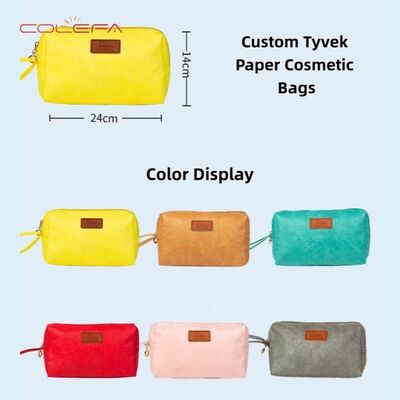 DuPont Paper Handheld Cosmetic Bag Retro Travel Tyvek Paper Waterproof Portable Washable Paper Toiletry Makeup Organizer Bags