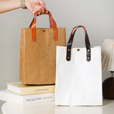 Eco-Friendly Washable Kraft Paper Tote Bag Portable Luxury Commuting Pouch for Office Essentials Book Carryall for Daily Commute