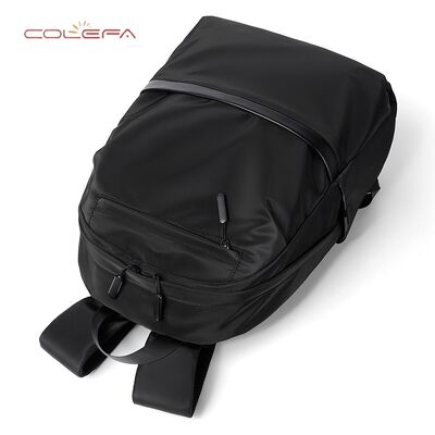 Men's Business Polyester Backpack Large Capacity Laptop Black Portable Backpack Lightweight Soft Backpack Wholesale with Custom LOGO