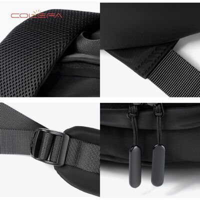 Men's Business Polyester Backpack Large Capacity Laptop Black Portable Backpack Lightweight Soft Backpack Wholesale with Custom LOGO