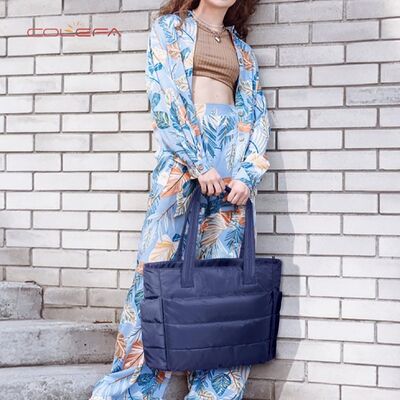 Polyester Cotton-Filled Tote Bags Custom Women's Shoulder Large Capacity Tote Bag Travel Laptop Bag Premium Quality with LOGO