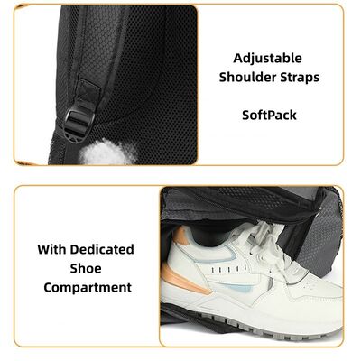 Oxford Black High-Capacity Water-Resistant Sports Backpack Football Training Bag with Dedicated Shoe Compartment Backpack