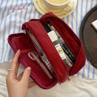 Japanese Minimalist Handheld Pencil Case Large Capacity Nylon Multi-Function Storage Bag Stationery Box Pencil Pouch Wholesale