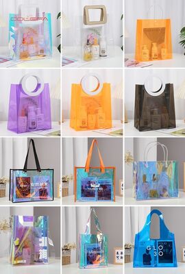 Wholesale Jelly-Color-Style PVC Bag Orange Pouch Supermarket Shopping Trendy Influencer Gift Packaging Bag with Custom LOGO