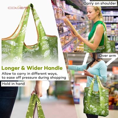 Convenient Folding Shopping Bag Handheld Grocery Bag for Supermarket Shopping Foldable Oxford Bag with Custom Advertising Logo