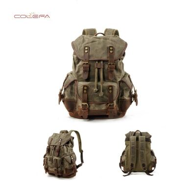 European & American Style Outdoor Backpack Casual Book Bag Large Capacity Travel Backpack Canvas & PU Leather Blend Hiking Bag