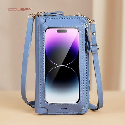 New Touchscreen Phone Case Women's PU Anti-Theft Multi-Functional Crossbody Shoulder Bag Versatile Transparent Mini Phone Pouch