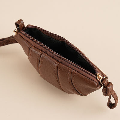 Korean-Style Croissant-Shaped Wallet Minimalist Texture Pouch Large-Capacity Coin Purse Simple Solid-Color Storage Bag