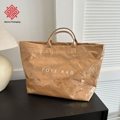 Fashion Dupont Paper Bag for Women 2026 New Trend Commuting Large Capacity Washable Tyvek Tote Shopping Bag with PVC Outer Layer