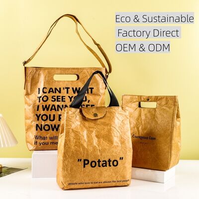 Custom DuPont Paper Handheld Lunch Bags with Logo Printing Custom-Made Thermal insulation Packaging Washable Tyvek Paper Bags