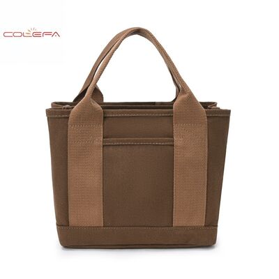 New Women's Canvas Mini Square Tote Bag Large Capacity Fashionable & Minimalist Lightweight with Multiple Compartments Storage